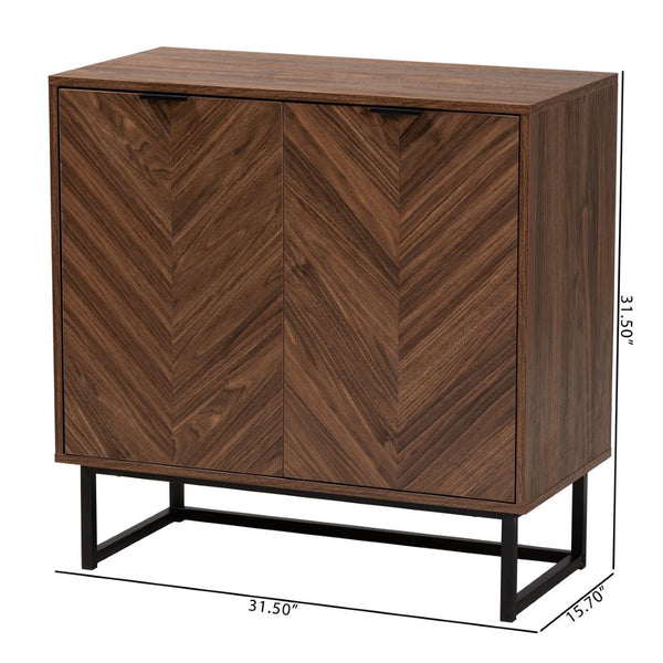 Baxton Studio Baxton Studio Sadia Modern Walnut Brown Storage Cabinet with Openwork Metal Base & Double Doors LCF20211282-Walnut-Cabinet