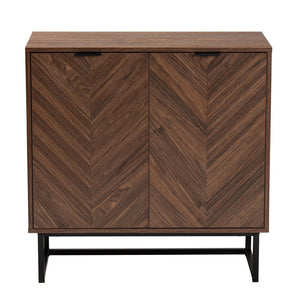 Baxton Studio Baxton Studio Sadia Modern Walnut Brown Storage Cabinet with Openwork Metal Base & Double Doors LCF20211282-Walnut-Cabinet