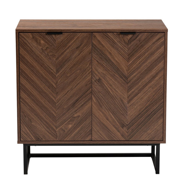 Baxton Studio Baxton Studio Sadia Modern Walnut Brown Storage Cabinet with Openwork Metal Base & Double Doors LCF20211282-Walnut-Cabinet