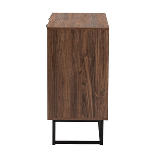 Baxton Studio Baxton Studio Sadia Modern Walnut Brown Storage Cabinet with Openwork Metal Base & Double Doors LCF20211282-Walnut-Cabinet