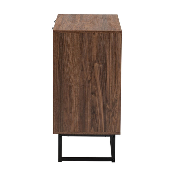Baxton Studio Baxton Studio Sadia Modern Walnut Brown Storage Cabinet with Openwork Metal Base & Double Doors LCF20211282-Walnut-Cabinet