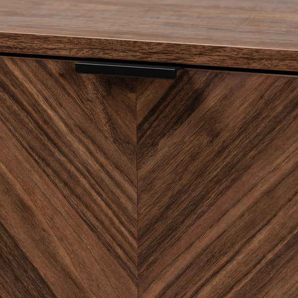 Baxton Studio Baxton Studio Sadia Modern Walnut Brown Storage Cabinet with Openwork Metal Base & Double Doors LCF20211282-Walnut-Cabinet