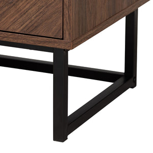 Baxton Studio Baxton Studio Sadia Modern Walnut Brown Storage Cabinet with Openwork Metal Base & Double Doors LCF20211282-Walnut-Cabinet