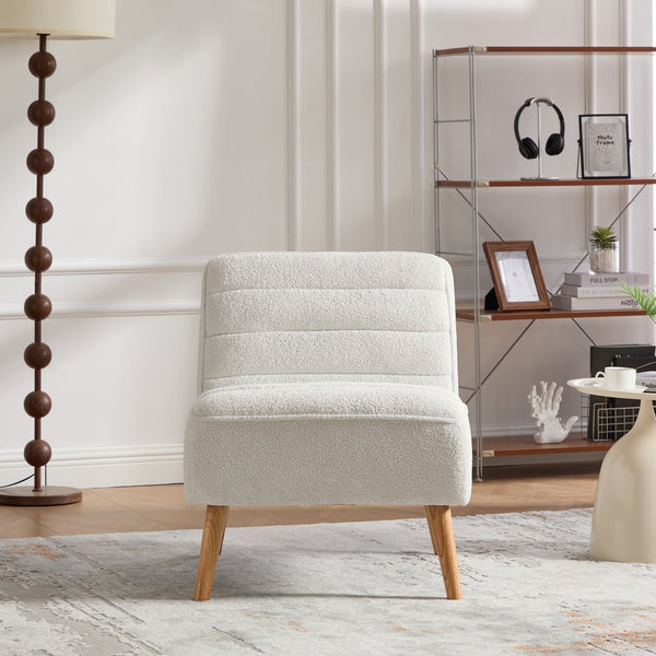 English Elm 24.4" Wide Modern Armless Chenille Accent Chair With Rubber Wood Legs - Stylish Comfort For Any Space W3098P308775