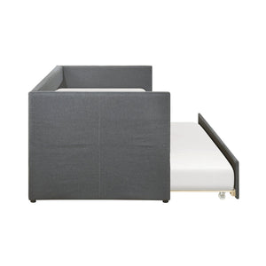 English Elm Modern Upholstered Daybed with Pull Out Trundle Nailhead Trim and Side Storage Pockets Dark Gray B011P419496