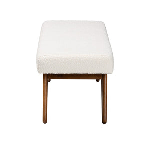 Baxton Studio Baxton Studio Rika Japandi Cream Boucle Bench with Walnut Legs - Stylish Seating for Any Room BBT5367-Cream/Walnut-Bench