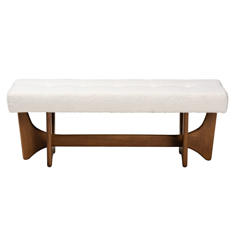 Baxton Studio Baxton Studio Theo Japandi Bench - Cream Boucle Fabric, Walnut Finish, Elegant Minimalist Design BBT5368-Cream/Walnut-Bench