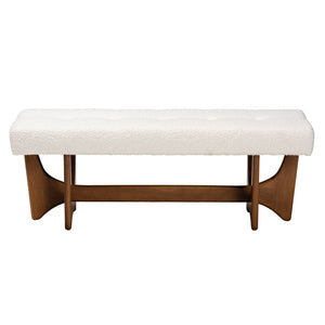 Baxton Studio Baxton Studio Theo Japandi Bench - Cream Boucle Fabric, Walnut Finish, Elegant Minimalist Design BBT5368-Cream/Walnut-Bench