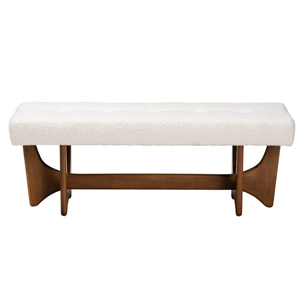 Baxton Studio Baxton Studio Theo Japandi Bench - Cream Boucle Fabric, Walnut Finish, Elegant Minimalist Design BBT5368-Cream/Walnut-Bench