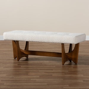 Baxton Studio Baxton Studio Theo Japandi Bench - Cream Boucle Fabric, Walnut Finish, Elegant Minimalist Design BBT5368-Cream/Walnut-Bench