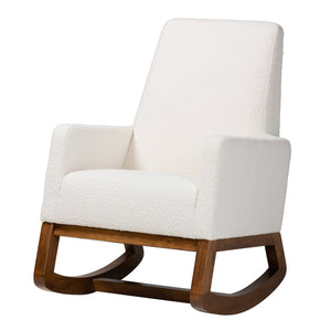 Baxton Studio Baxton Studio Yashiya Mid-Century Modern Rocking Chair in Off-White Boucle & Walnut Finish, Cozy Comfort BBT5199-Cream/Walnut-RC
