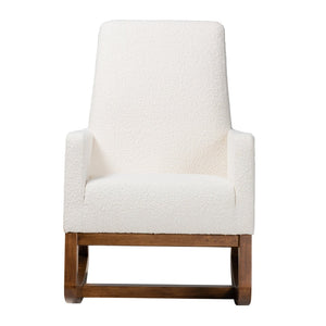 Baxton Studio Baxton Studio Yashiya Mid-Century Modern Rocking Chair in Off-White Boucle & Walnut Finish, Cozy Comfort BBT5199-Cream/Walnut-RC