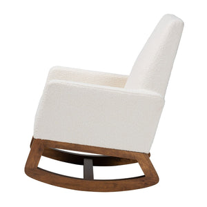 Baxton Studio Baxton Studio Yashiya Mid-Century Modern Rocking Chair in Off-White Boucle & Walnut Finish, Cozy Comfort BBT5199-Cream/Walnut-RC