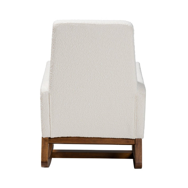 Baxton Studio Baxton Studio Yashiya Mid-Century Modern Rocking Chair in Off-White Boucle & Walnut Finish, Cozy Comfort BBT5199-Cream/Walnut-RC
