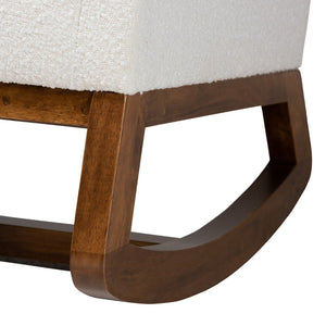 Baxton Studio Baxton Studio Yashiya Mid-Century Modern Rocking Chair in Off-White Boucle & Walnut Finish, Cozy Comfort BBT5199-Cream/Walnut-RC