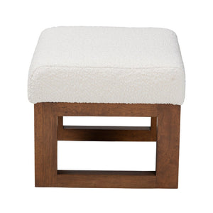 Baxton Studio Baxton Studio Yashiya Mid-Century Off-White Boucle Ottoman - Versatile Footstool & Accent Seat BBT5200-Cream/Walnut-Stool