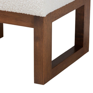 Baxton Studio Baxton Studio Yashiya Mid-Century Off-White Boucle Ottoman - Versatile Footstool & Accent Seat BBT5200-Cream/Walnut-Stool