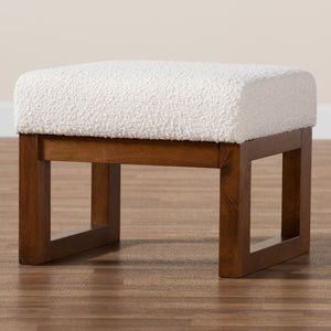 Baxton Studio Baxton Studio Yashiya Mid-Century Off-White Boucle Ottoman - Versatile Footstool & Accent Seat BBT5200-Cream/Walnut-Stool