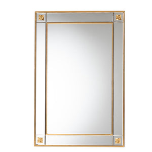 Baxton Studio Baxton Iara Modern Glam Antique Goldleaf Wood Accent Mirror - Elegant Floral Design & Ready to Hang RXW-10689