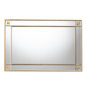 Baxton Studio Baxton Iara Modern Glam Antique Goldleaf Wood Accent Mirror - Elegant Floral Design & Ready to Hang RXW-10689