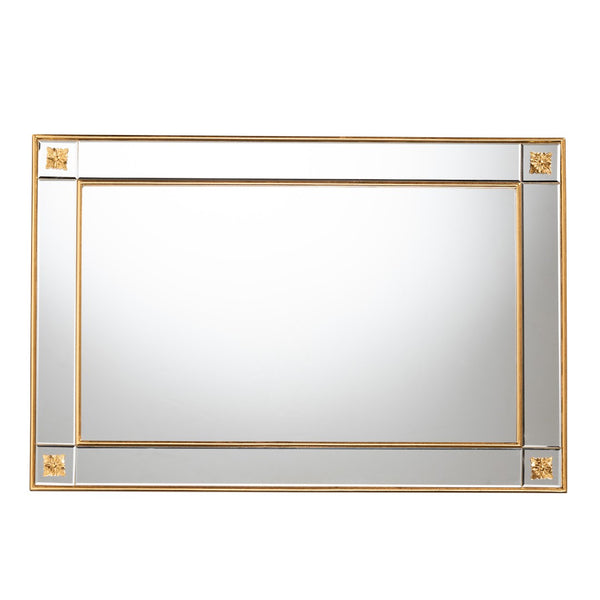 Baxton Studio Baxton Iara Modern Glam Antique Goldleaf Wood Accent Mirror - Elegant Floral Design & Ready to Hang RXW-10689