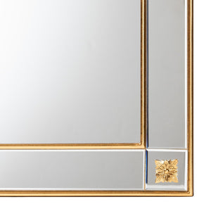 Baxton Studio Baxton Iara Modern Glam Antique Goldleaf Wood Accent Mirror - Elegant Floral Design & Ready to Hang RXW-10689