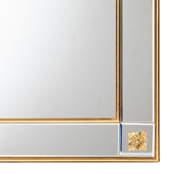 Baxton Studio Baxton Iara Modern Glam Antique Goldleaf Wood Accent Mirror - Elegant Floral Design & Ready to Hang RXW-10689