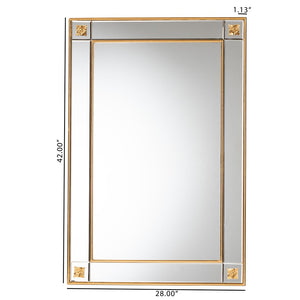 Baxton Studio Baxton Iara Modern Glam Antique Goldleaf Wood Accent Mirror - Elegant Floral Design & Ready to Hang RXW-10689