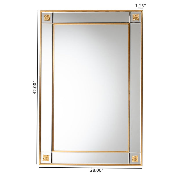 Baxton Studio Baxton Iara Modern Glam Antique Goldleaf Wood Accent Mirror - Elegant Floral Design & Ready to Hang RXW-10689