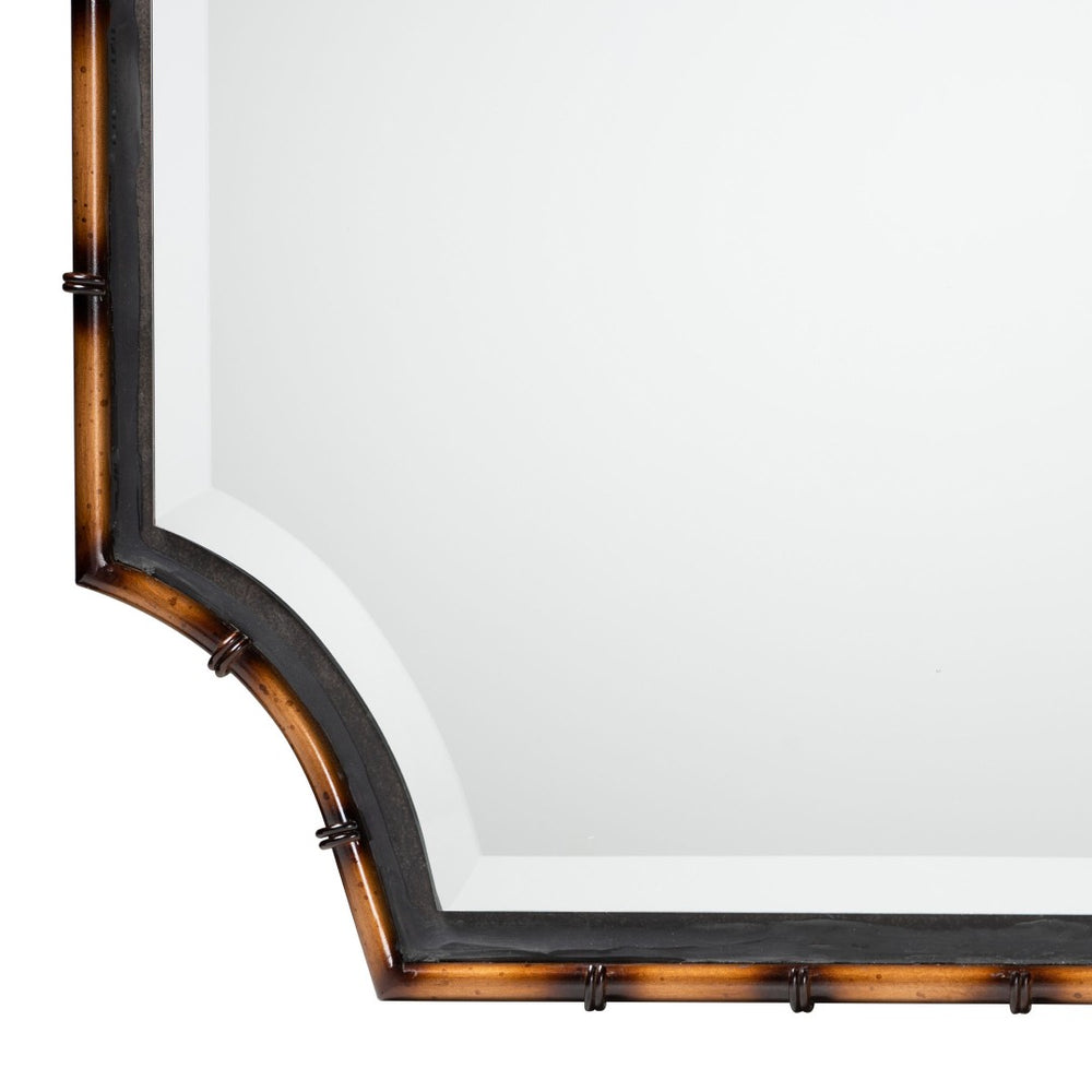 Baxton Studio Baxton Studio Lieven Rustic Glam Two-Tone Metal Accent Wall Mirror with Scalloped Design, 24" x 48" RXW-10798