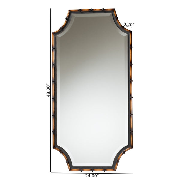 Baxton Studio Baxton Studio Lieven Rustic Glam Two-Tone Metal Accent Wall Mirror with Scalloped Design, 24" x 48" RXW-10798
