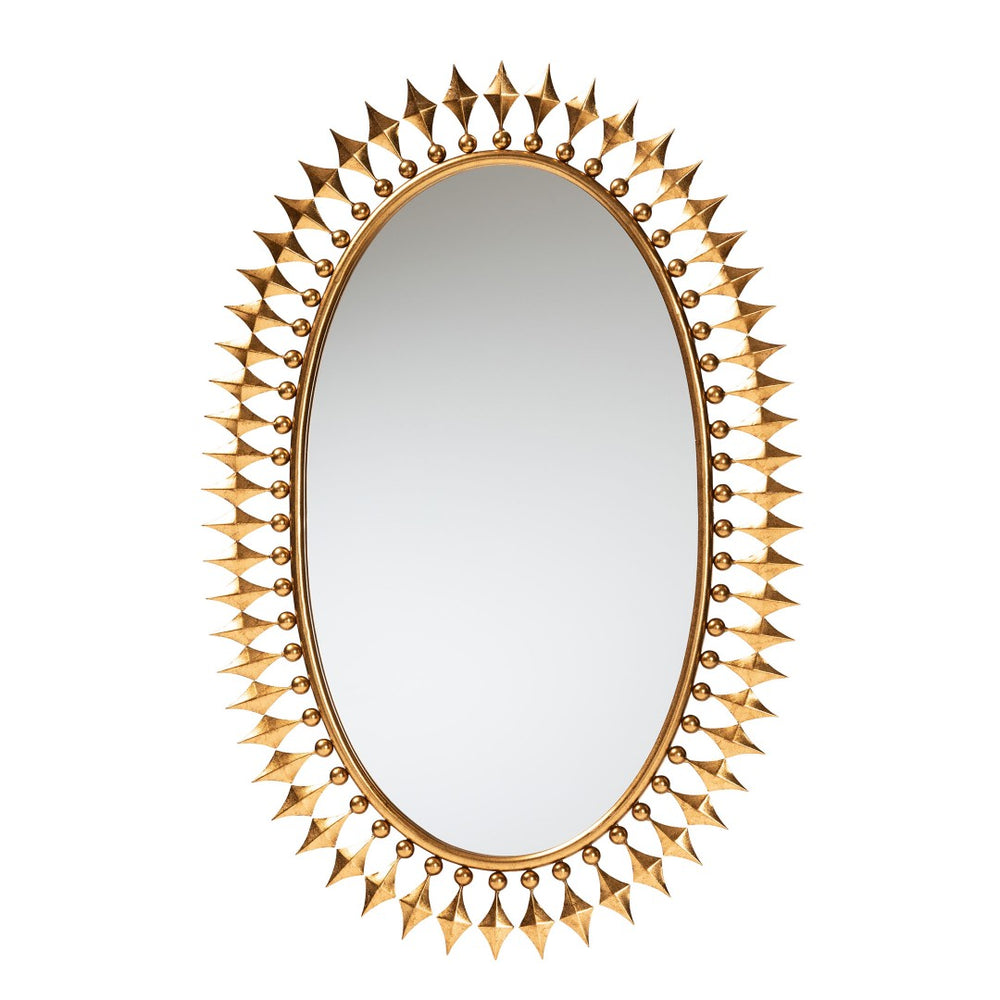 Baxton Studio Baxton Studio Rogier Modern Glam Antique Goldleaf Mirror – Luxurious Oval Accent for Any Space RXW-10054