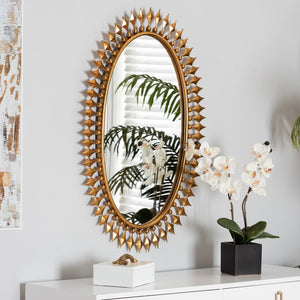 Baxton Studio Baxton Studio Rogier Modern Glam Antique Goldleaf Mirror – Luxurious Oval Accent for Any Space RXW-10054