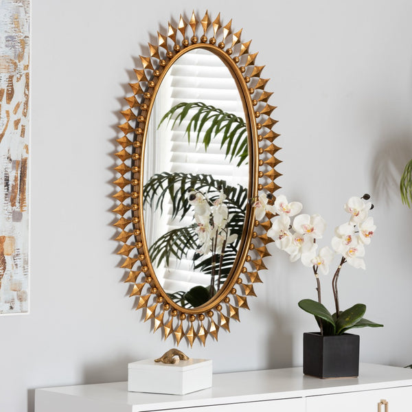 Baxton Studio Baxton Studio Rogier Modern Glam Antique Goldleaf Mirror – Luxurious Oval Accent for Any Space RXW-10054