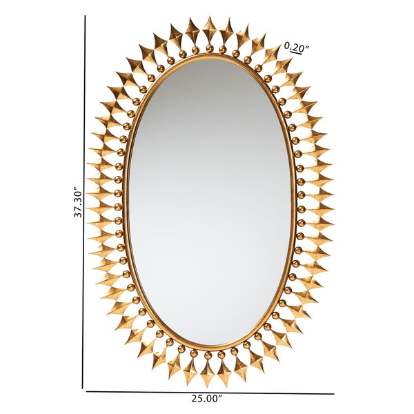 Baxton Studio Baxton Studio Rogier Modern Glam Antique Goldleaf Mirror – Luxurious Oval Accent for Any Space RXW-10054