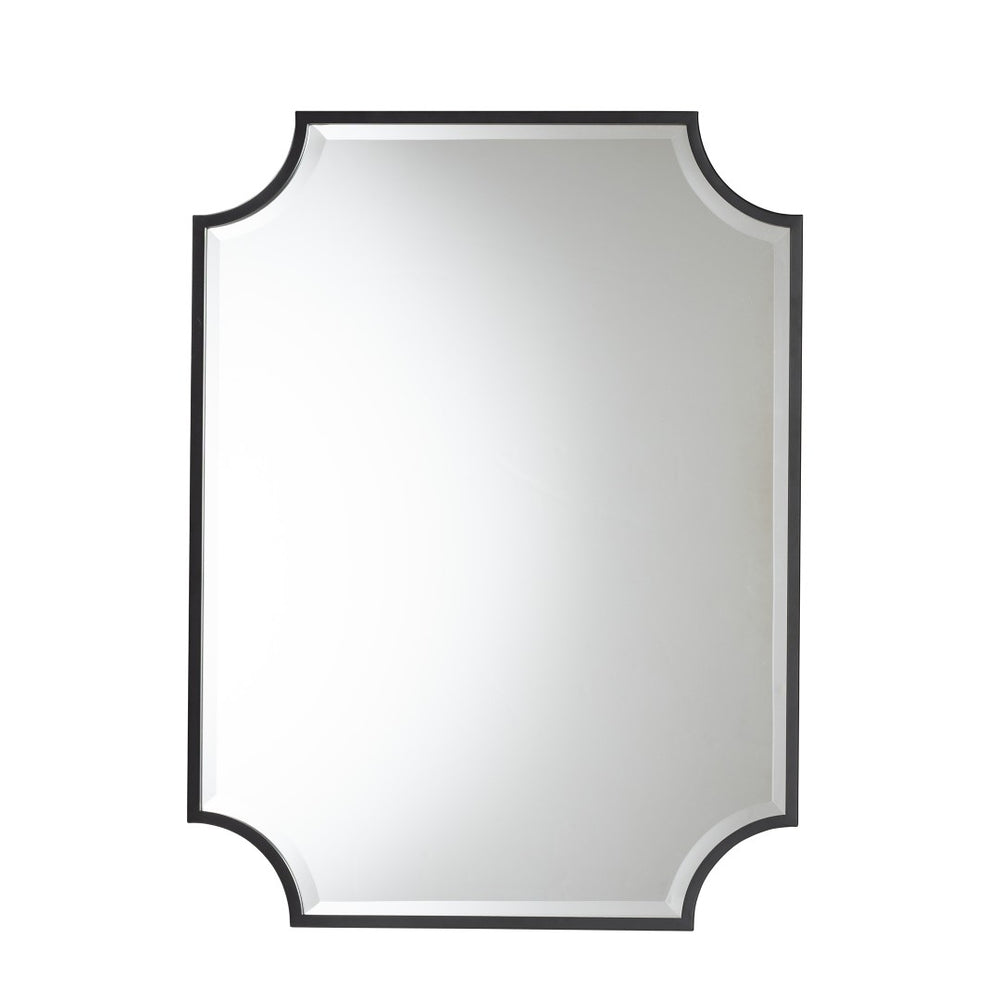 Baxton Studio Baxton Parcenet Modern Black Metal Accent Mirror - Stylish Scalloped Design, Versatile Hanging Options RXW-10148