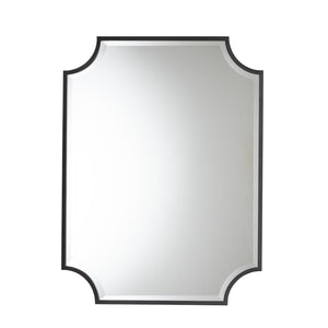 Baxton Studio Baxton Parcenet Modern Black Metal Accent Mirror - Stylish Scalloped Design, Versatile Hanging Options RXW-10148