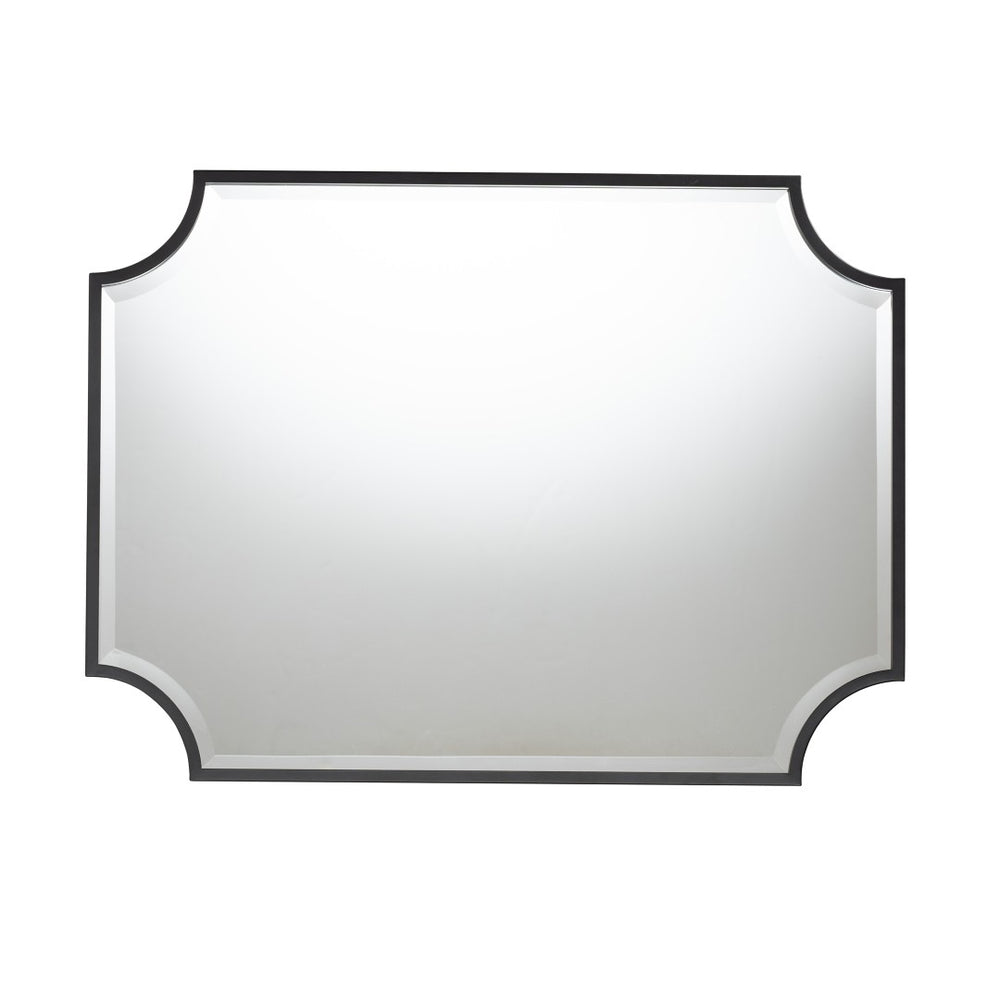 Baxton Studio Baxton Parcenet Modern Black Metal Accent Mirror - Stylish Scalloped Design, Versatile Hanging Options RXW-10148