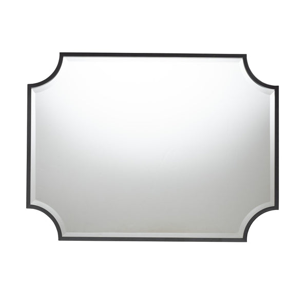 Baxton Studio Baxton Parcenet Modern Black Metal Accent Mirror - Stylish Scalloped Design, Versatile Hanging Options RXW-10148
