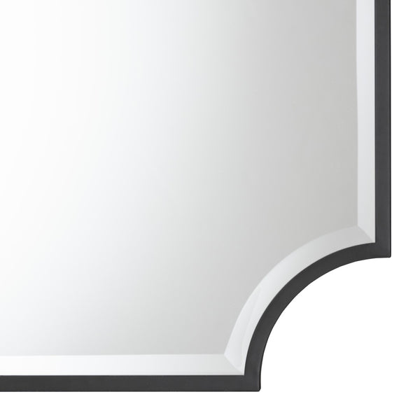 Baxton Studio Baxton Parcenet Modern Black Metal Accent Mirror - Stylish Scalloped Design, Versatile Hanging Options RXW-10148