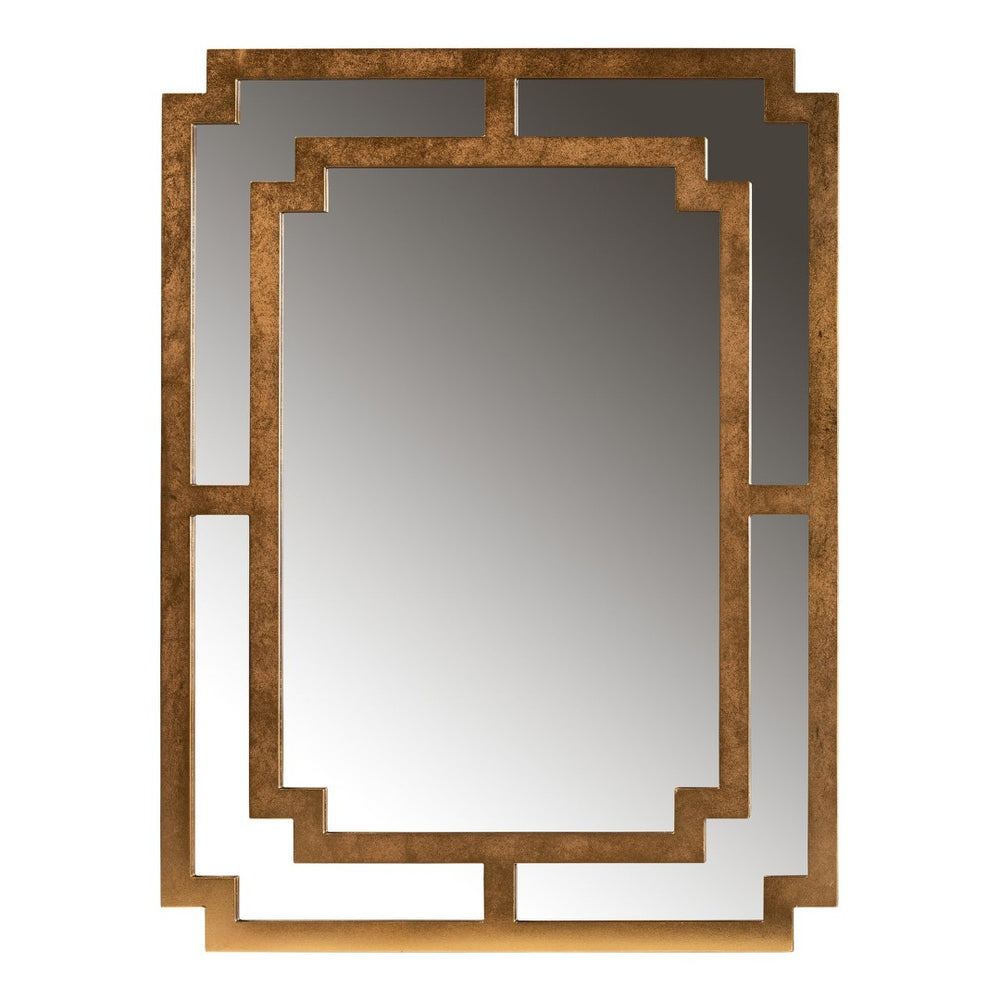 Baxton Studio Baxton Dayana Modern Antique Gold Accent Wall Mirror - Geometric Design for Timeless Elegance RXW-8460