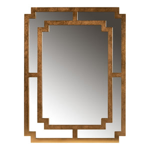Baxton Studio Baxton Dayana Modern Antique Gold Accent Wall Mirror - Geometric Design for Timeless Elegance RXW-8460