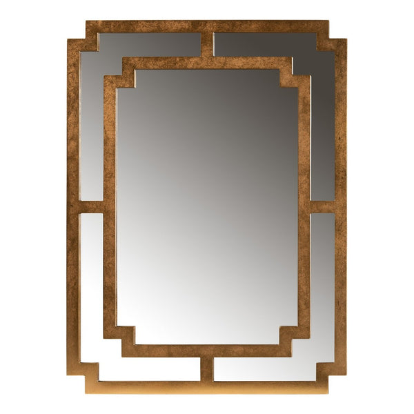 Baxton Studio Baxton Dayana Modern Antique Gold Accent Wall Mirror - Geometric Design for Timeless Elegance RXW-8460