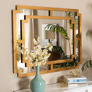 Baxton Studio Baxton Dayana Modern Antique Gold Accent Wall Mirror - Geometric Design for Timeless Elegance RXW-8460