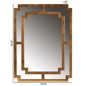 Baxton Studio Baxton Dayana Modern Antique Gold Accent Wall Mirror - Geometric Design for Timeless Elegance RXW-8460