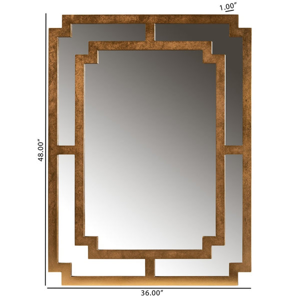 Baxton Studio Baxton Dayana Modern Antique Gold Accent Wall Mirror - Geometric Design for Timeless Elegance RXW-8460