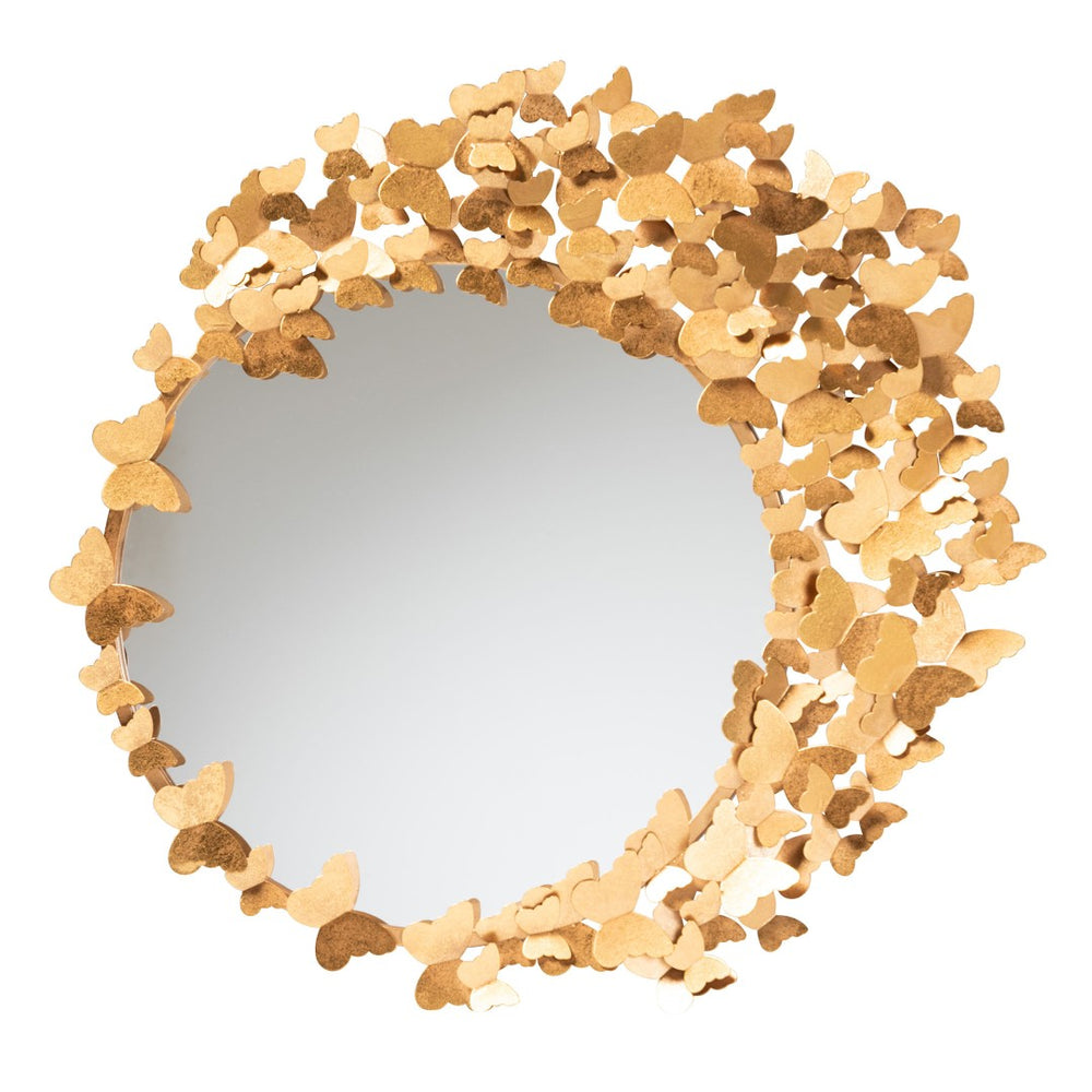Baxton Studio Baxton Studio Butterfly Accent Wall Mirror - Luxe Antique Goldleaf Glam Decor for Any Room RXW-10049