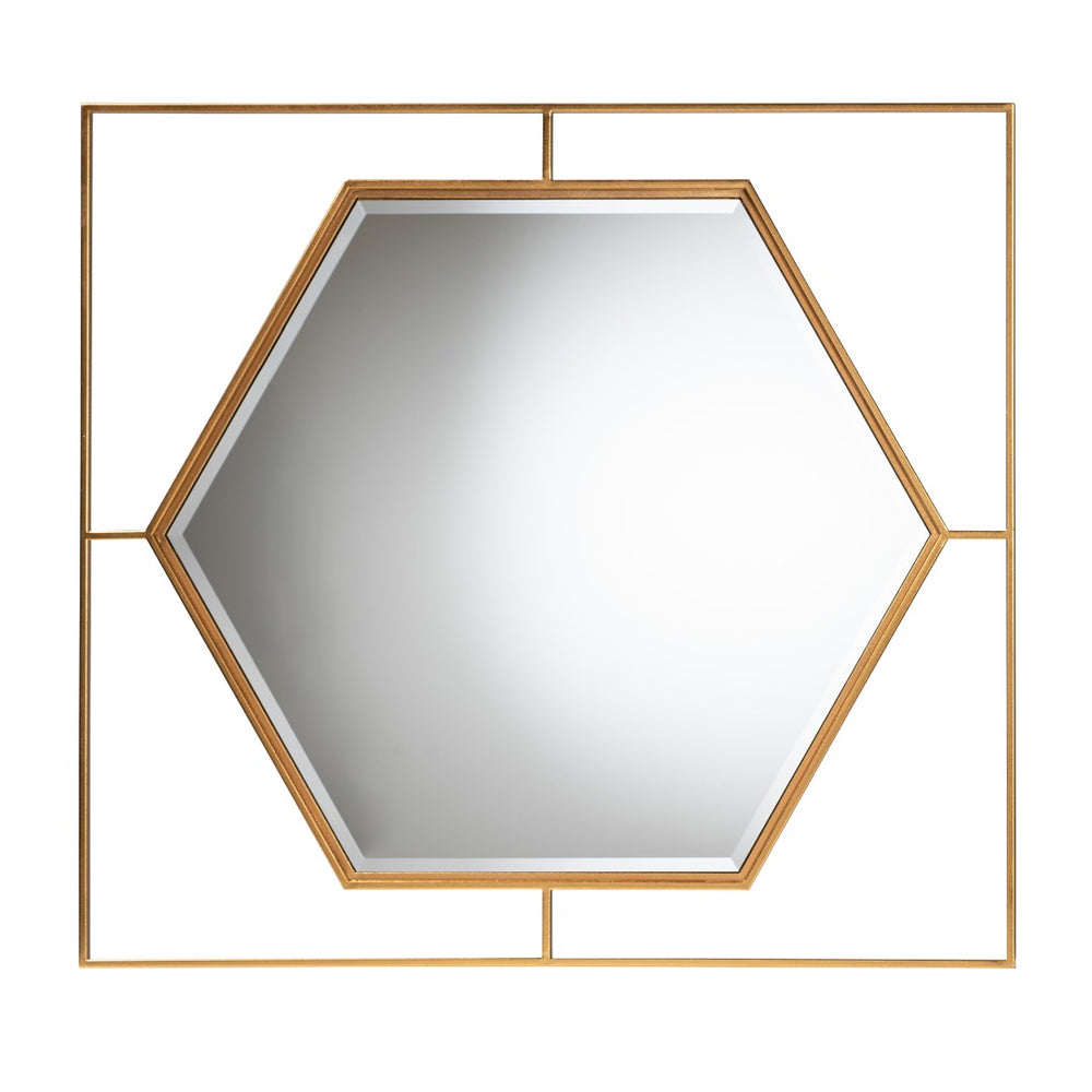 Baxton Studio Baxton Glam Hexagonal Antique Goldleaf Accent Wall Mirror - Modern Luxe Design for Any Space RXW-10419