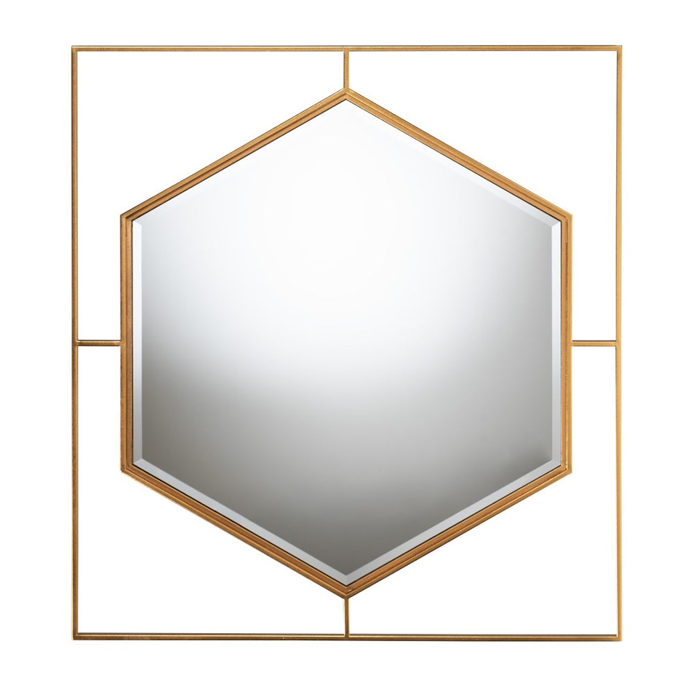 Baxton Studio Baxton Glam Hexagonal Antique Goldleaf Accent Wall Mirror - Modern Luxe Design for Any Space RXW-10419