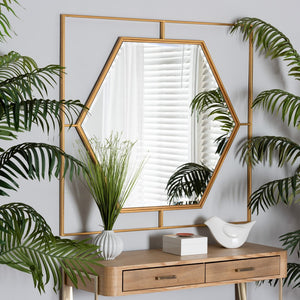 Baxton Studio Baxton Glam Hexagonal Antique Goldleaf Accent Wall Mirror - Modern Luxe Design for Any Space RXW-10419